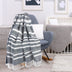 Blue and White Woven Cotton Striped Throw Blanket - Minihomy