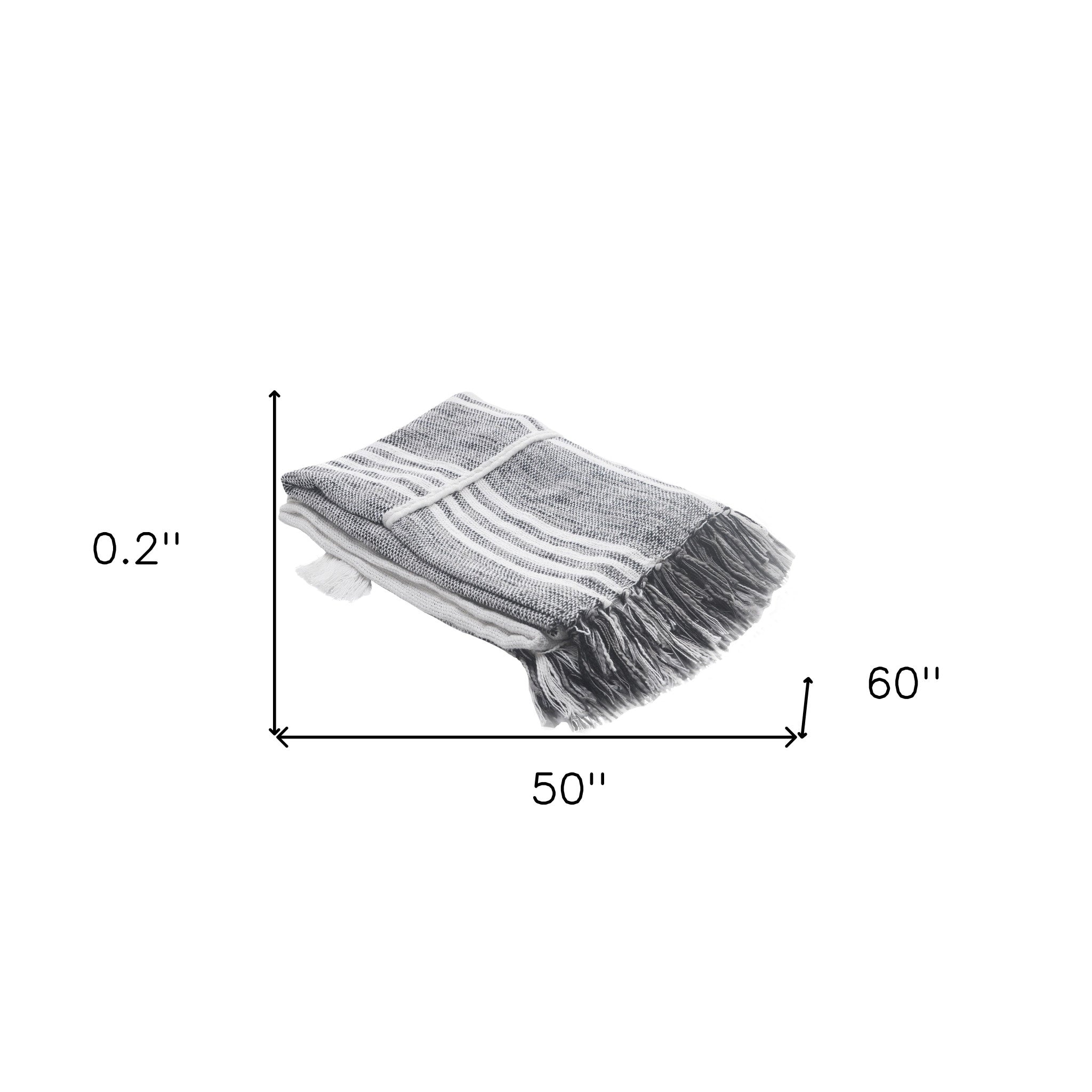 Gray and White Woven Cotton Striped Throw Blanket - Minihomy