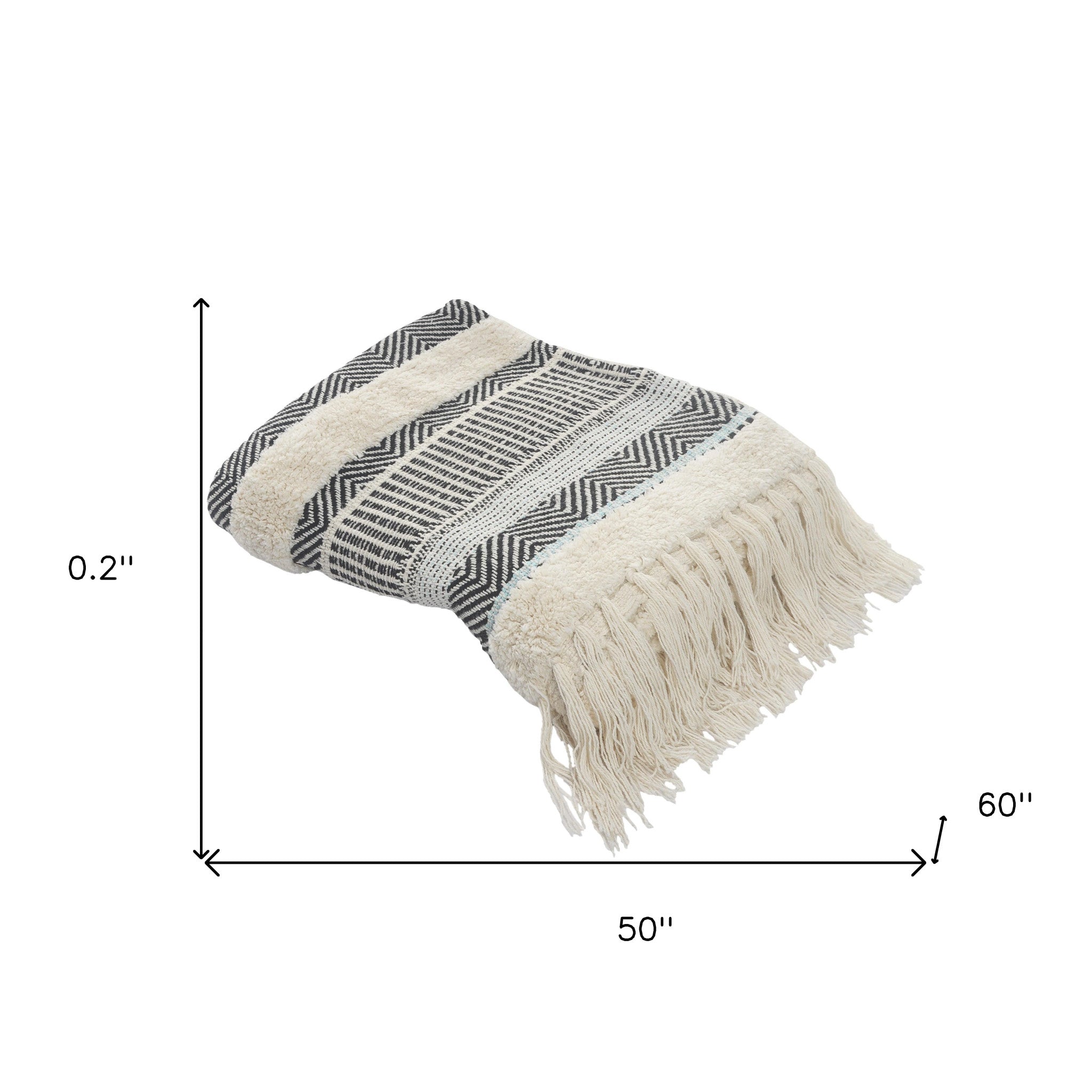 Cream Woven Cotton Herringbone Throw Blanket - Minihomy