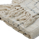 Cream Woven Cotton Striped Throw Blanket - Minihomy