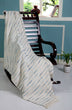 Cream Woven Cotton Striped Throw Blanket - Minihomy