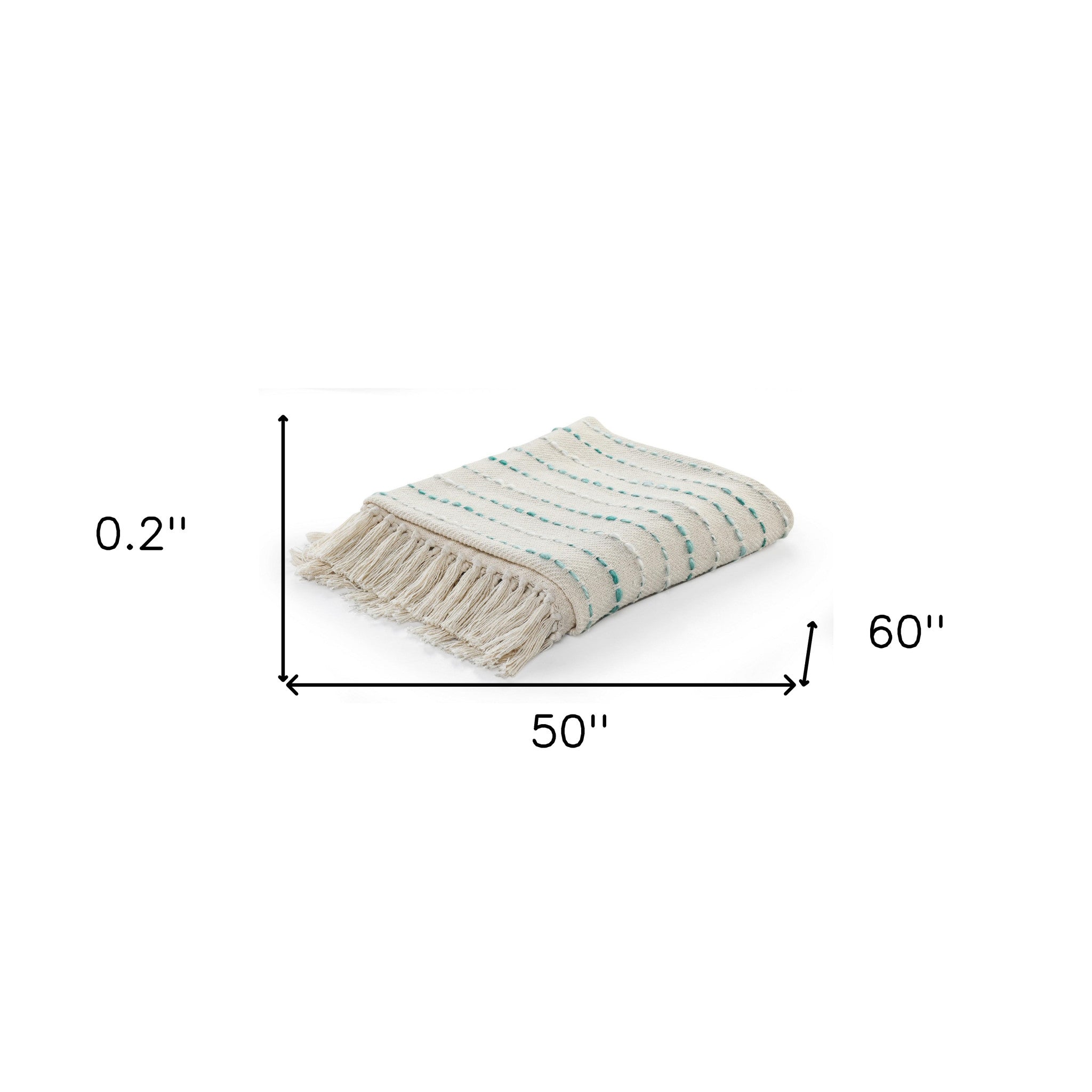 Cream Woven Cotton Striped Throw Blanket - Minihomy