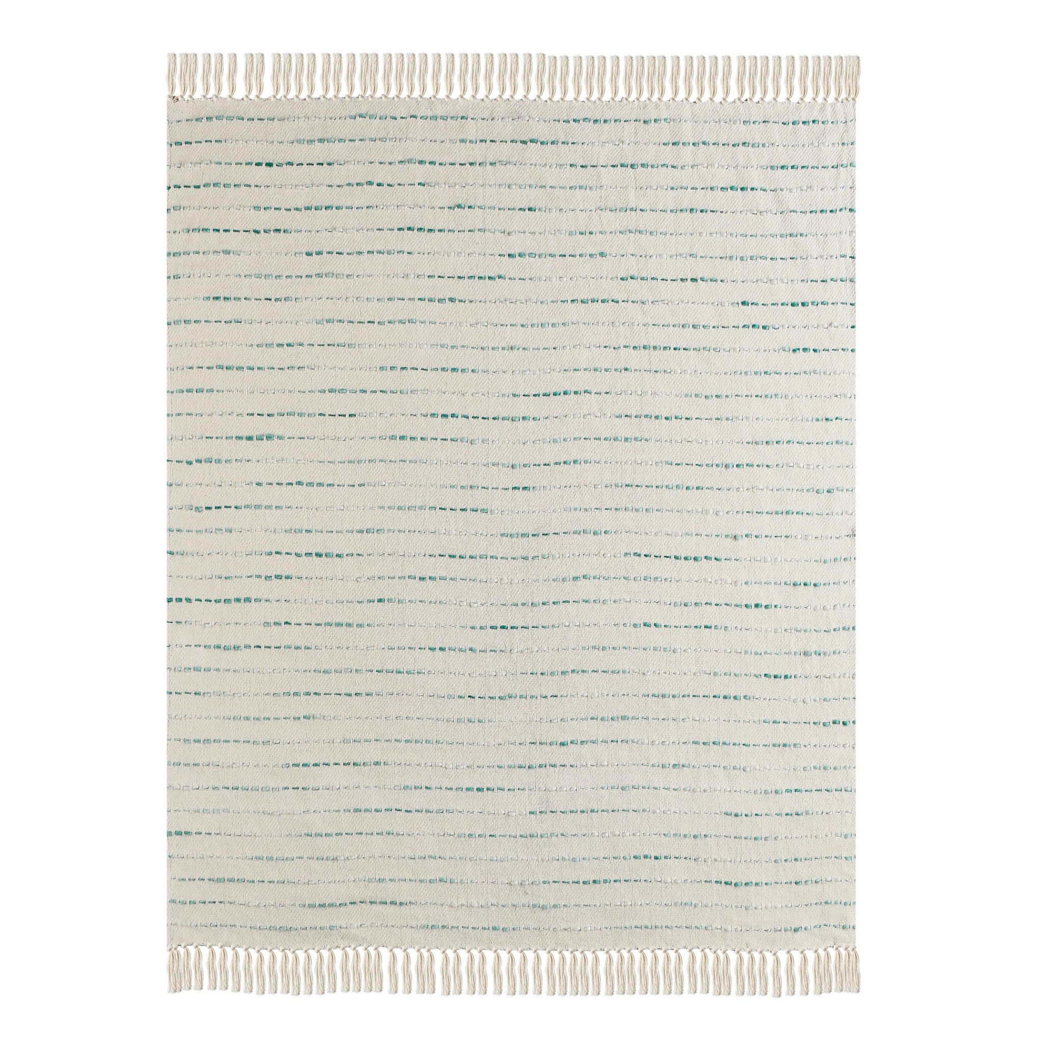 Cream Woven Cotton Striped Throw Blanket - Minihomy