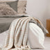 Cream Woven Cotton Striped Throw Blanket - Minihomy