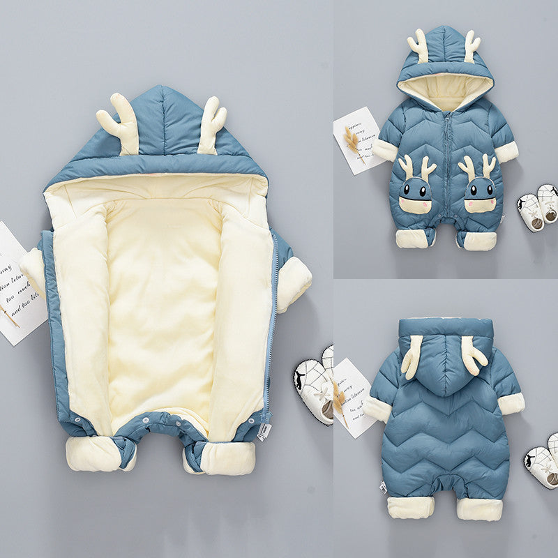 Baby Winter Snowsuit Plus Velvet Thick Baby Boys Jumpsuit