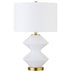 23" White and Gold Glass Table Lamp With White Drum Shade - Minihomy