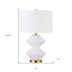 23" White and Gold Glass Table Lamp With White Drum Shade - Minihomy