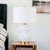 23" White and Gold Glass Table Lamp With White Drum Shade - Minihomy