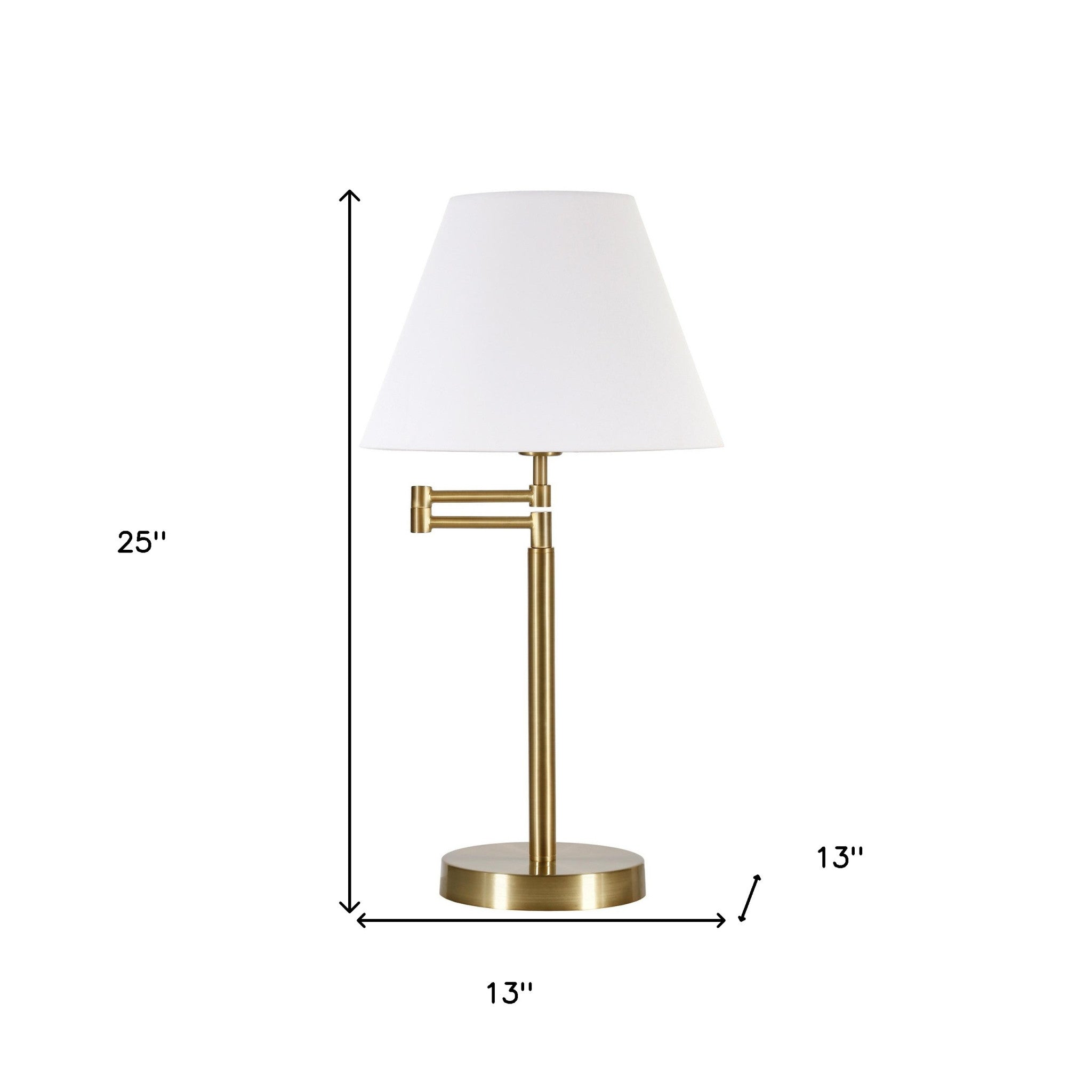 25" Gold Metal Table Lamp With White Empire Shade - Minihomy