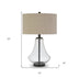 23" Black Glass Table Lamp With Flax Drum Shade - Minihomy