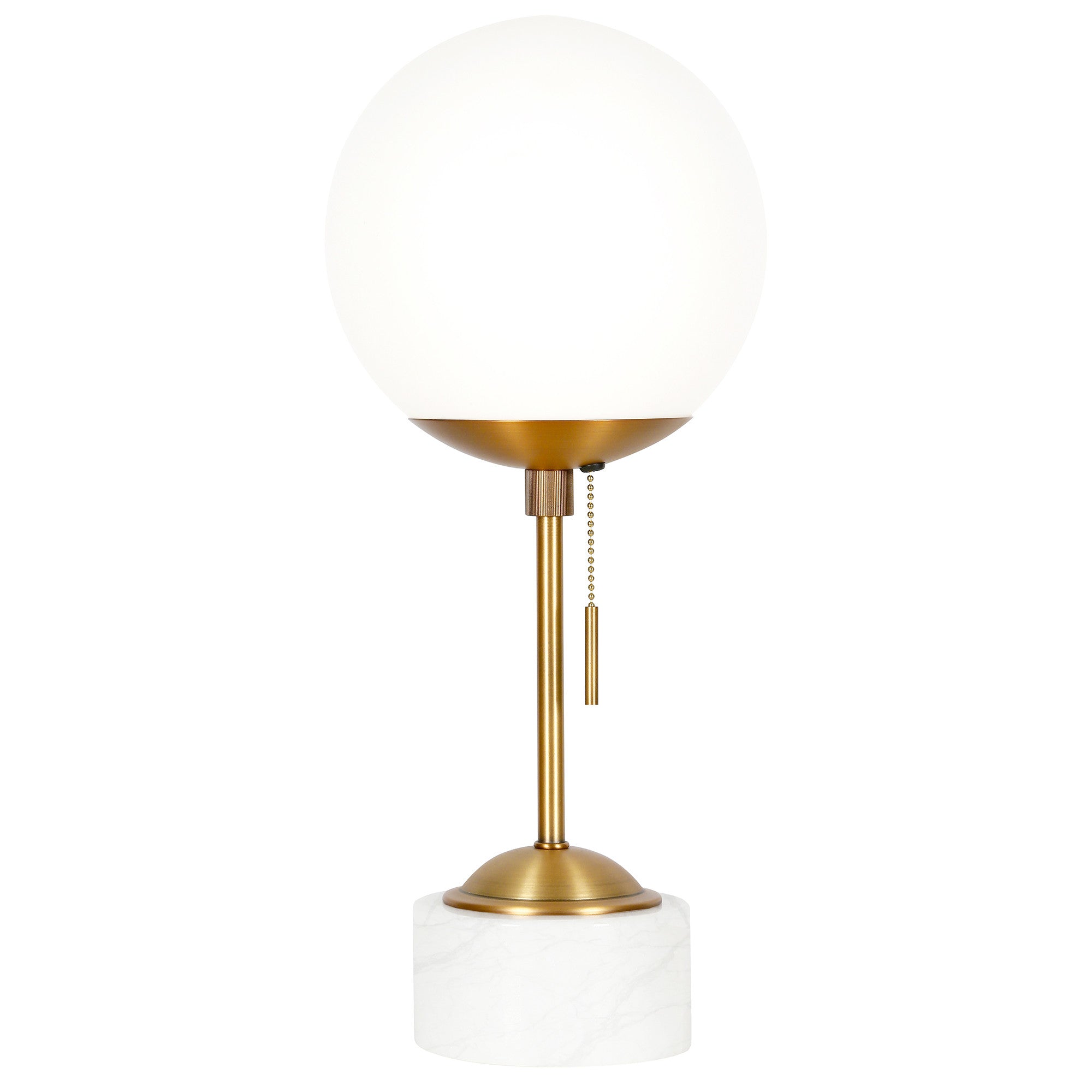 18" Gold and White Marble Globe Table Lamp With White Globe Shade - Minihomy