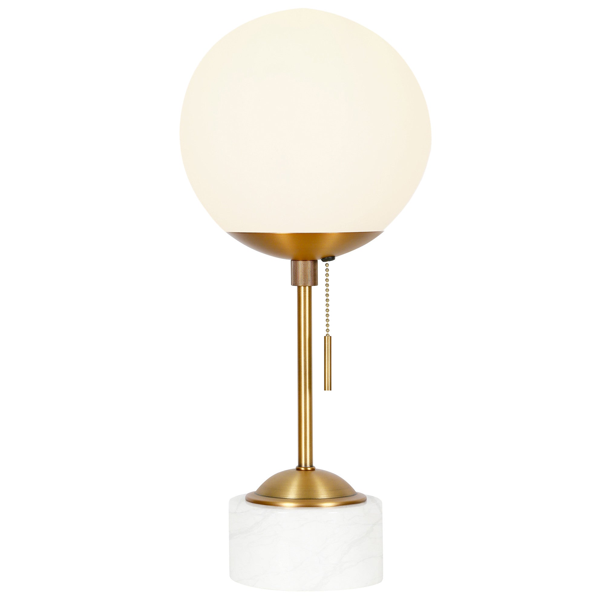 18" Gold and White Marble Globe Table Lamp With White Globe Shade - Minihomy