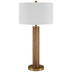 29" Gold and Brown Metal Table Lamp With White Drum Shade - Minihomy