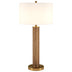 29" Gold and Brown Metal Table Lamp With White Drum Shade - Minihomy