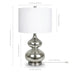 23" Nickel Glass Table Lamp With White Drum Shade - Minihomy