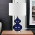 23" Blue and Silver Glass Table Lamp With White Drum Shade - Minihomy