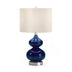 23" Blue and Silver Glass Table Lamp With White Drum Shade - Minihomy