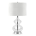 23" Nickel Glass Table Lamp With White Drum Shade - Minihomy