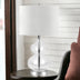 23" Nickel Glass Table Lamp With White Drum Shade - Minihomy