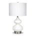 23" White and Silver Glass Table Lamp With White Drum Shade - Minihomy