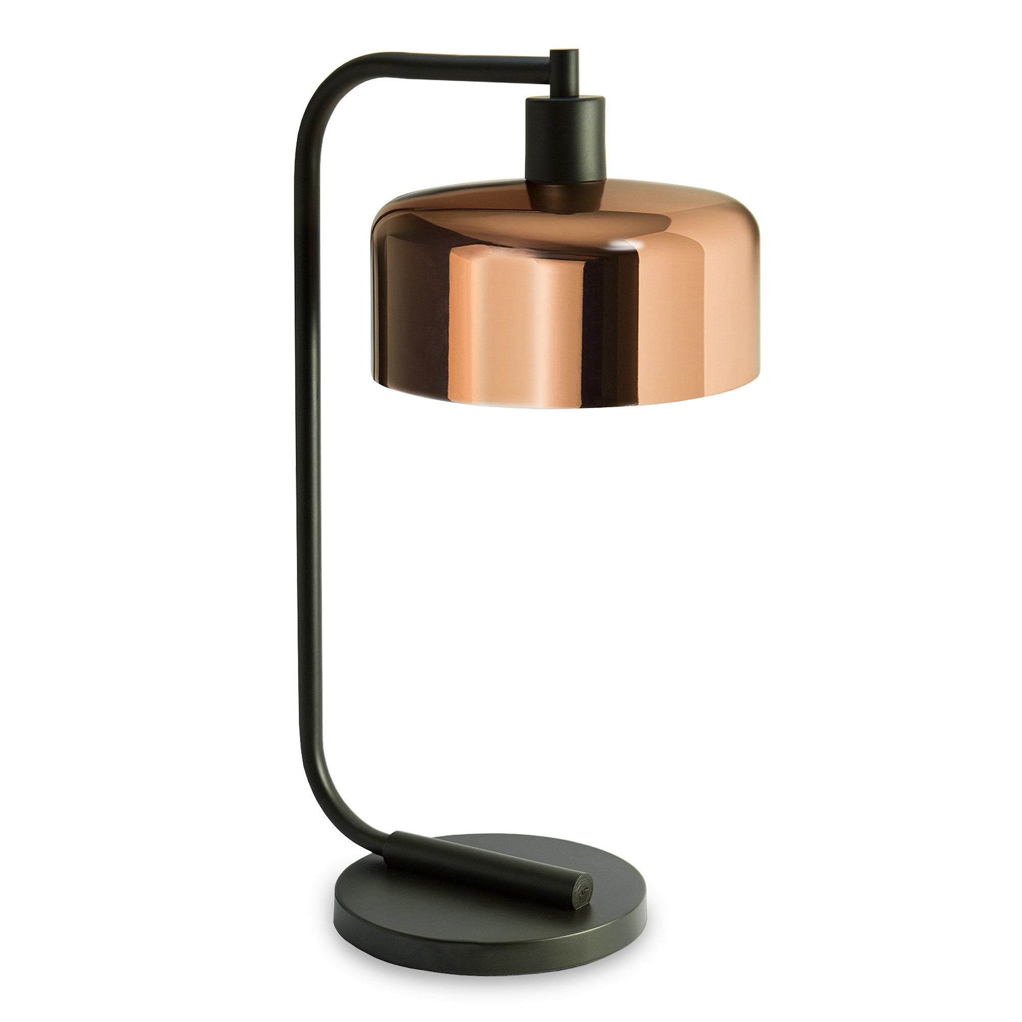 20" Black Metal Arched Table Lamp With Copper Bowl Shade - Minihomy