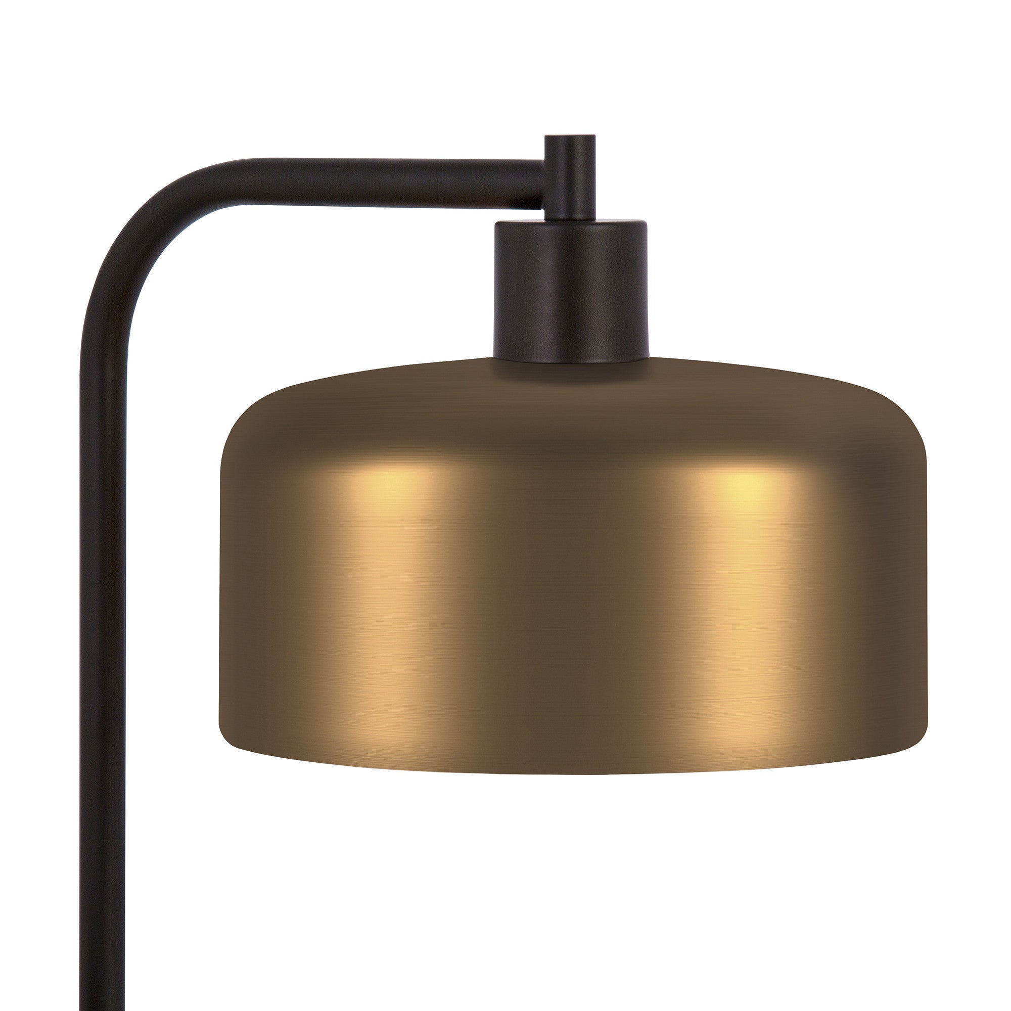 20" Black Metal Arched Table Lamp With Brass Bowl Shade - Minihomy