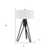 25" Black Metal Two Light Tripod Table Lamp With White Drum Shade - Minihomy