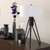 25" Black Metal Two Light Tripod Table Lamp With White Drum Shade - Minihomy