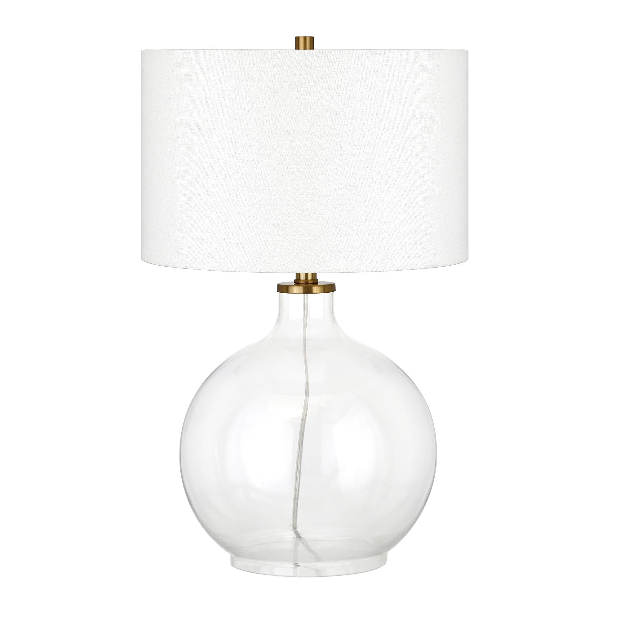 24" Clear Glass Table Lamp With White Drum Shade - Minihomy