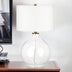 24" Clear Glass Table Lamp With White Drum Shade - Minihomy