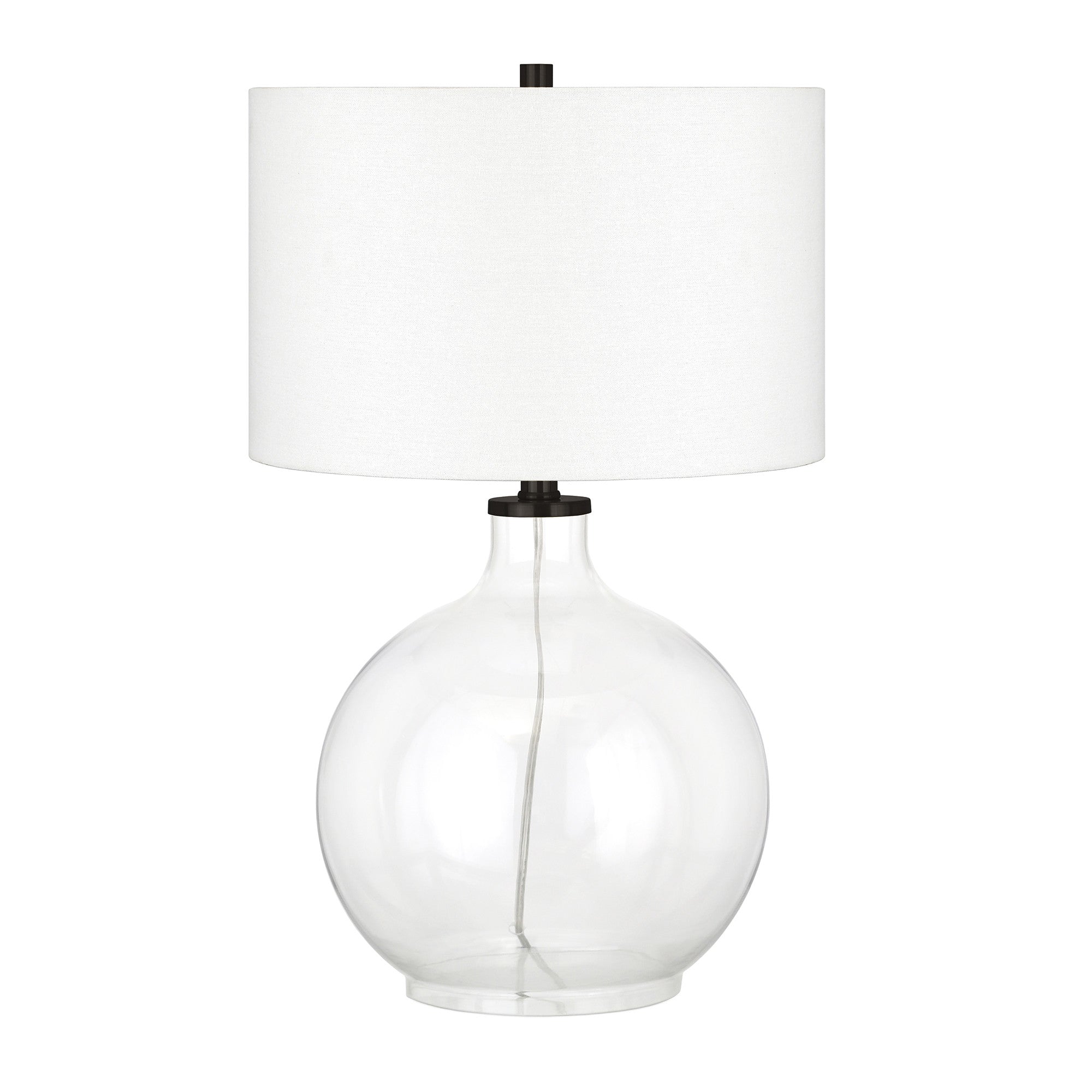 24" Clear Glass Table Lamp With White Drum Shade - Minihomy