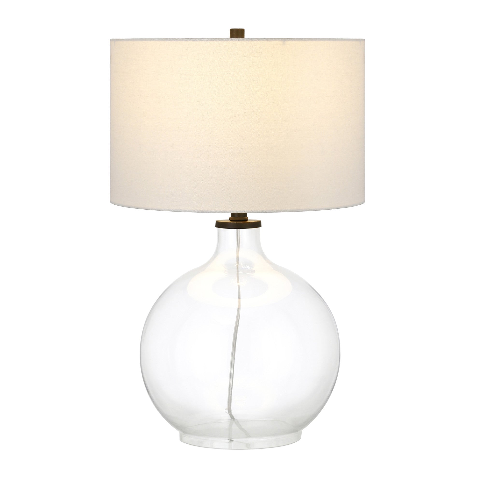 24" Clear Glass Table Lamp With White Drum Shade - Minihomy