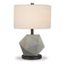 19" Gray and Black Concrete Table Lamp With White Drum Shade - Minihomy