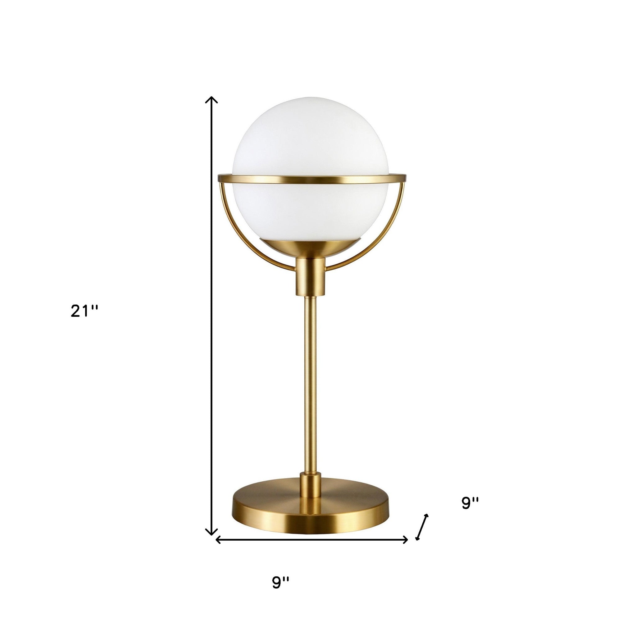 21" Brass Metal Globe Table Lamp With Clear Globe Shade - Minihomy