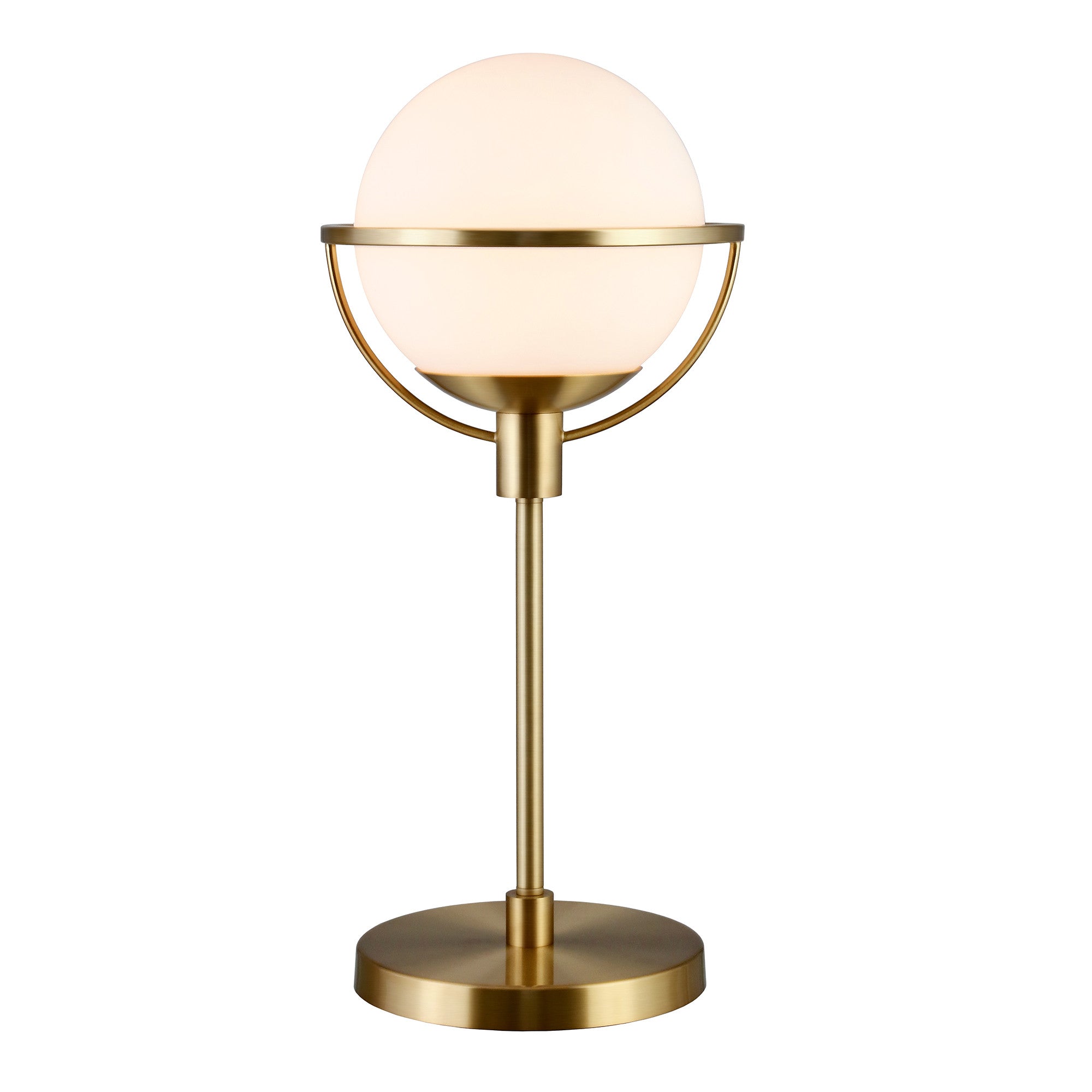 21" Brass Metal Globe Table Lamp With Clear Globe Shade - Minihomy