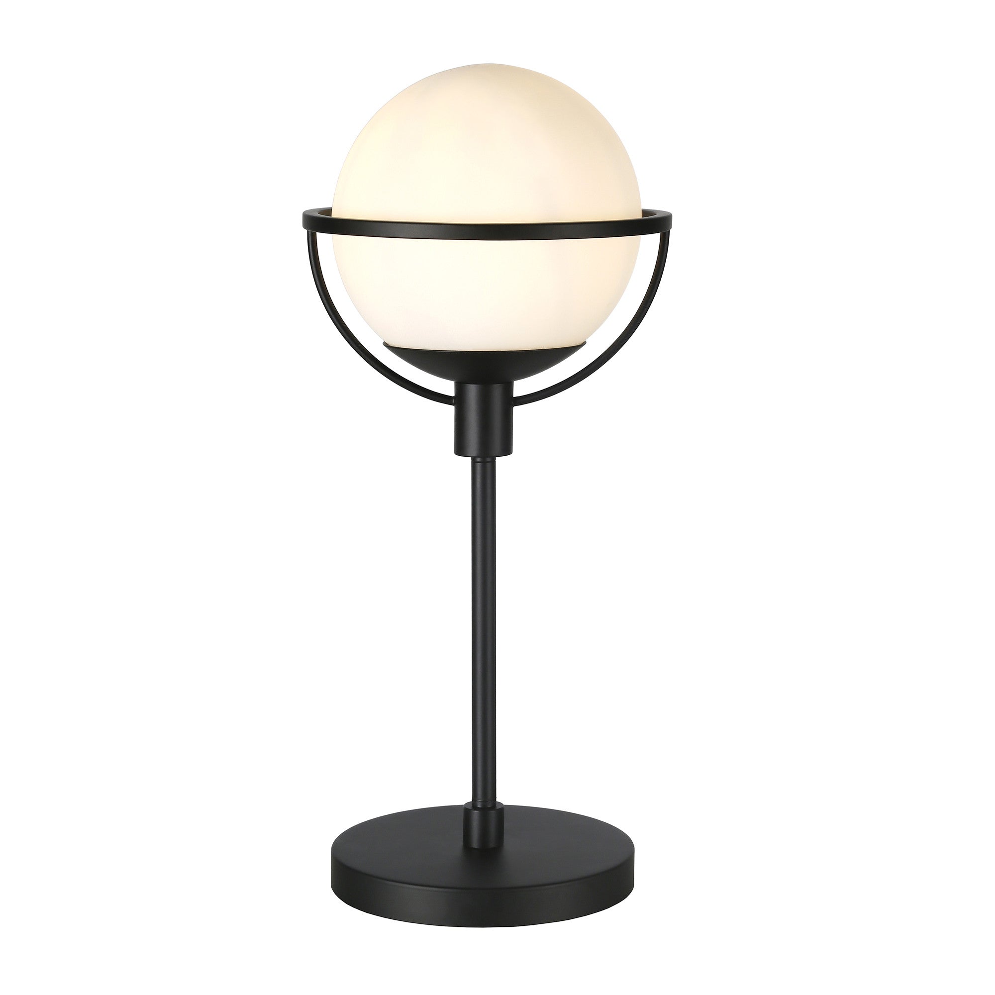 21" Black Metal Globe Table Lamp With Clear Globe Shade - Minihomy