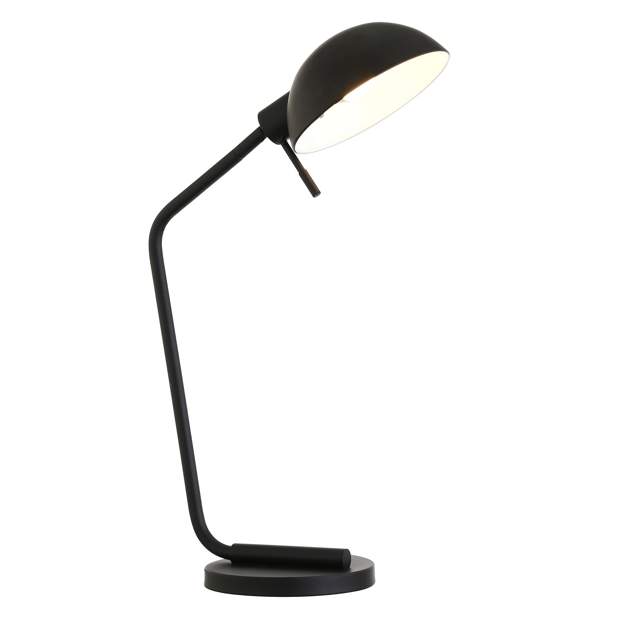 20" Black Metal Desk Table Lamp With Black Dome Shade - Minihomy