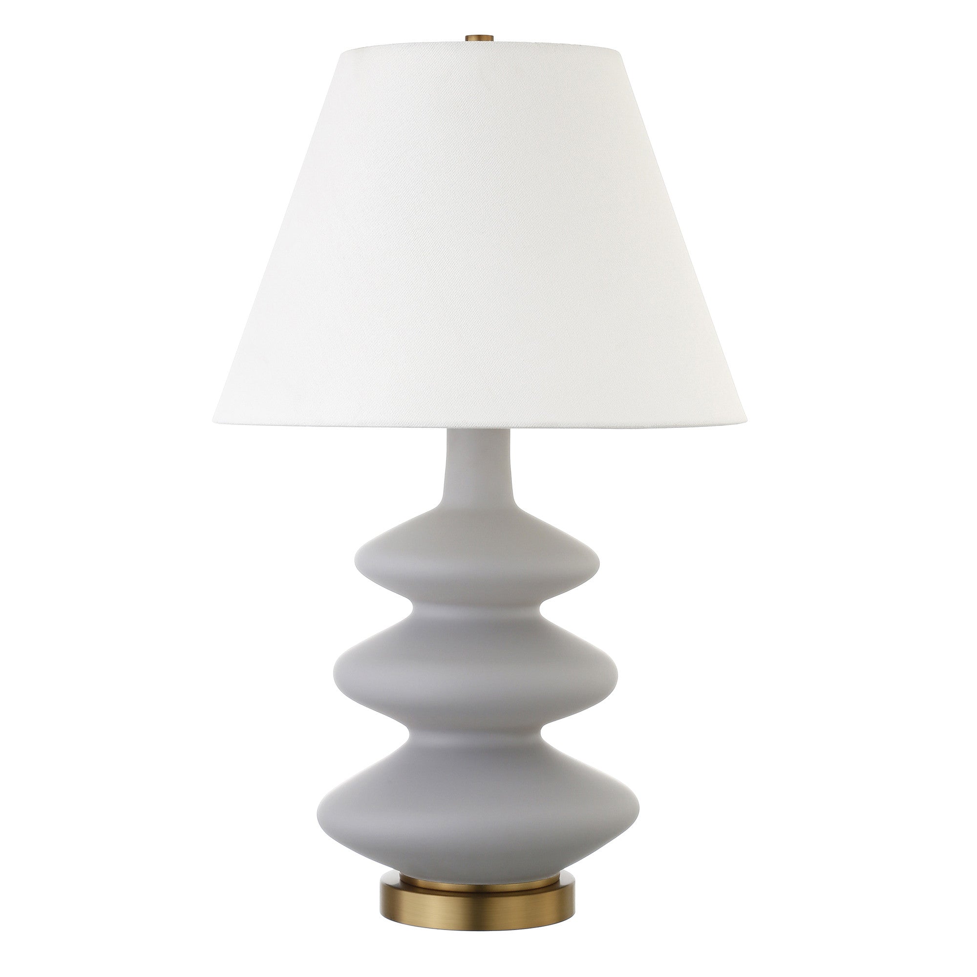 26" Gray and Gold Glass Table Lamp With White Empire Shade - Minihomy