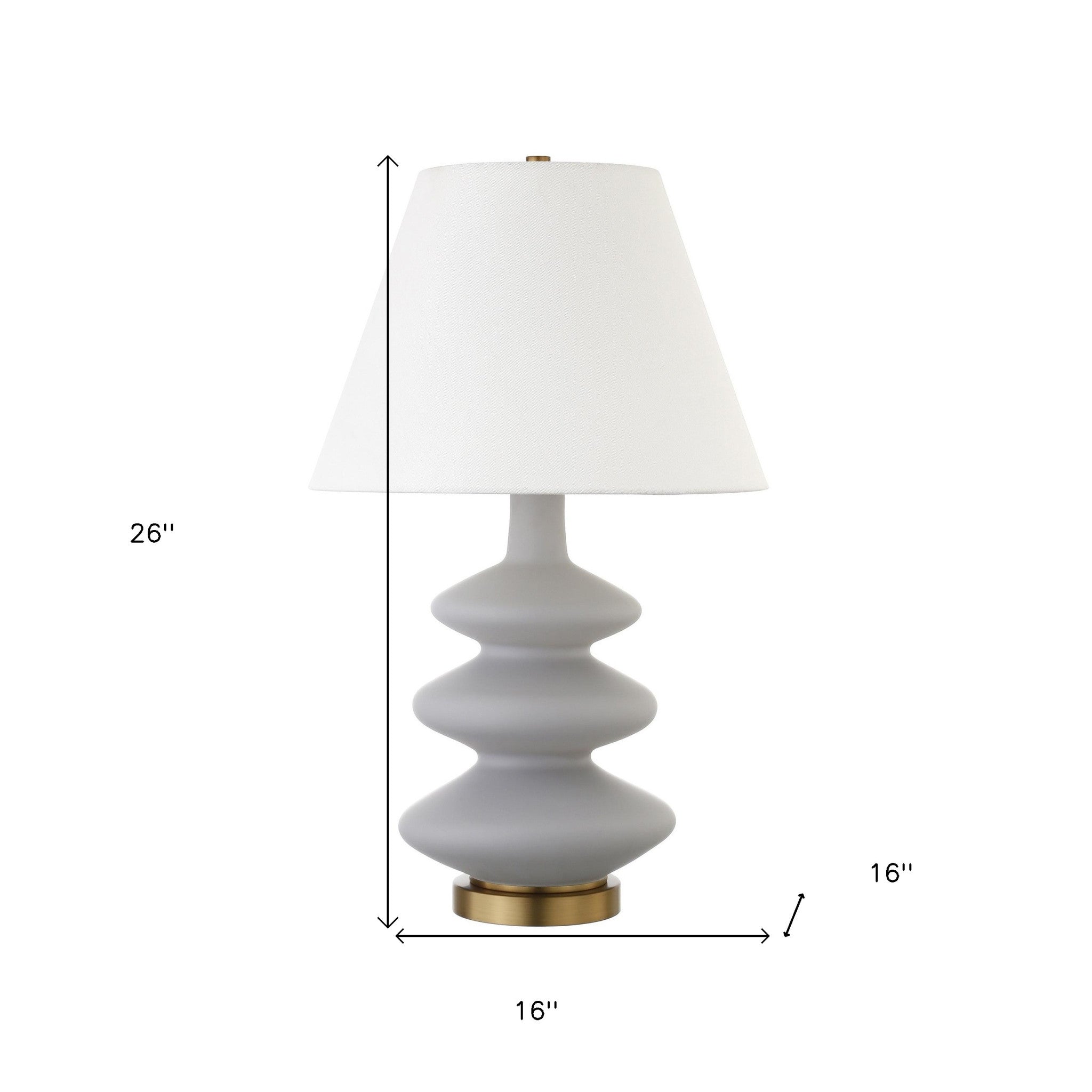 26" Gray and Gold Glass Table Lamp With White Empire Shade - Minihomy