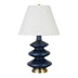 26" Blue and Gold Glass Table Lamp With White Empire Shade - Minihomy