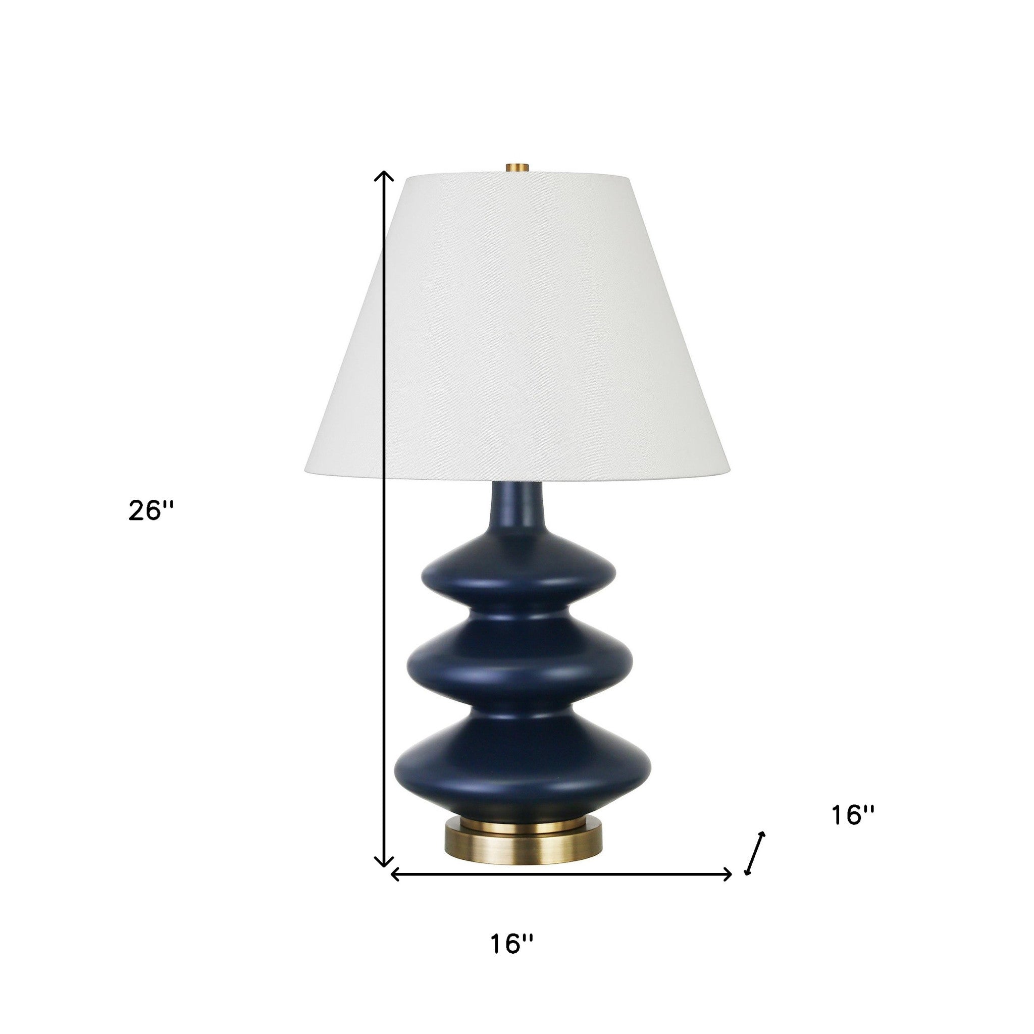 26" Blue and Gold Glass Table Lamp With White Empire Shade - Minihomy