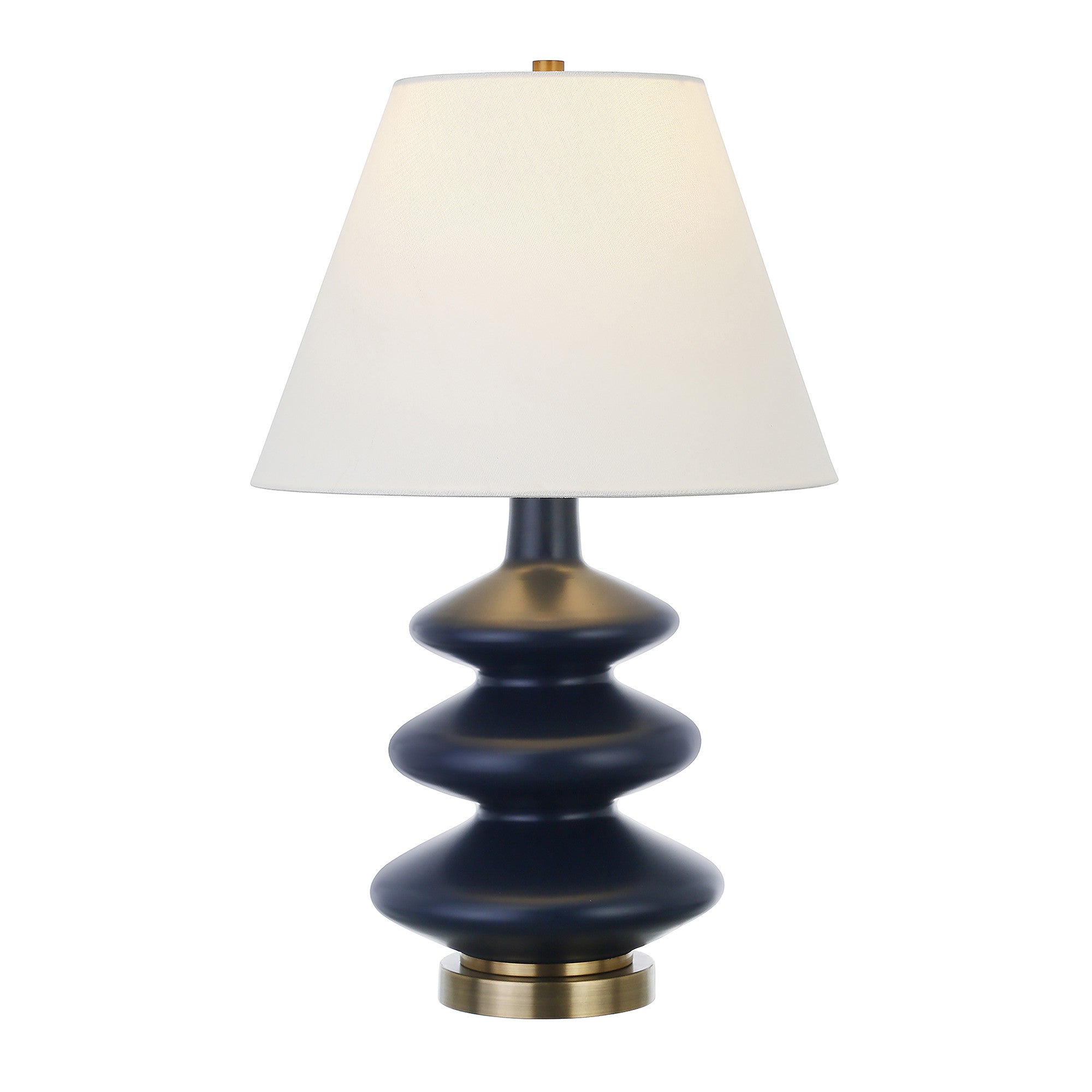 26" Blue and Gold Glass Table Lamp With White Empire Shade - Minihomy