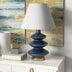 26" Blue and Gold Glass Table Lamp With White Empire Shade - Minihomy