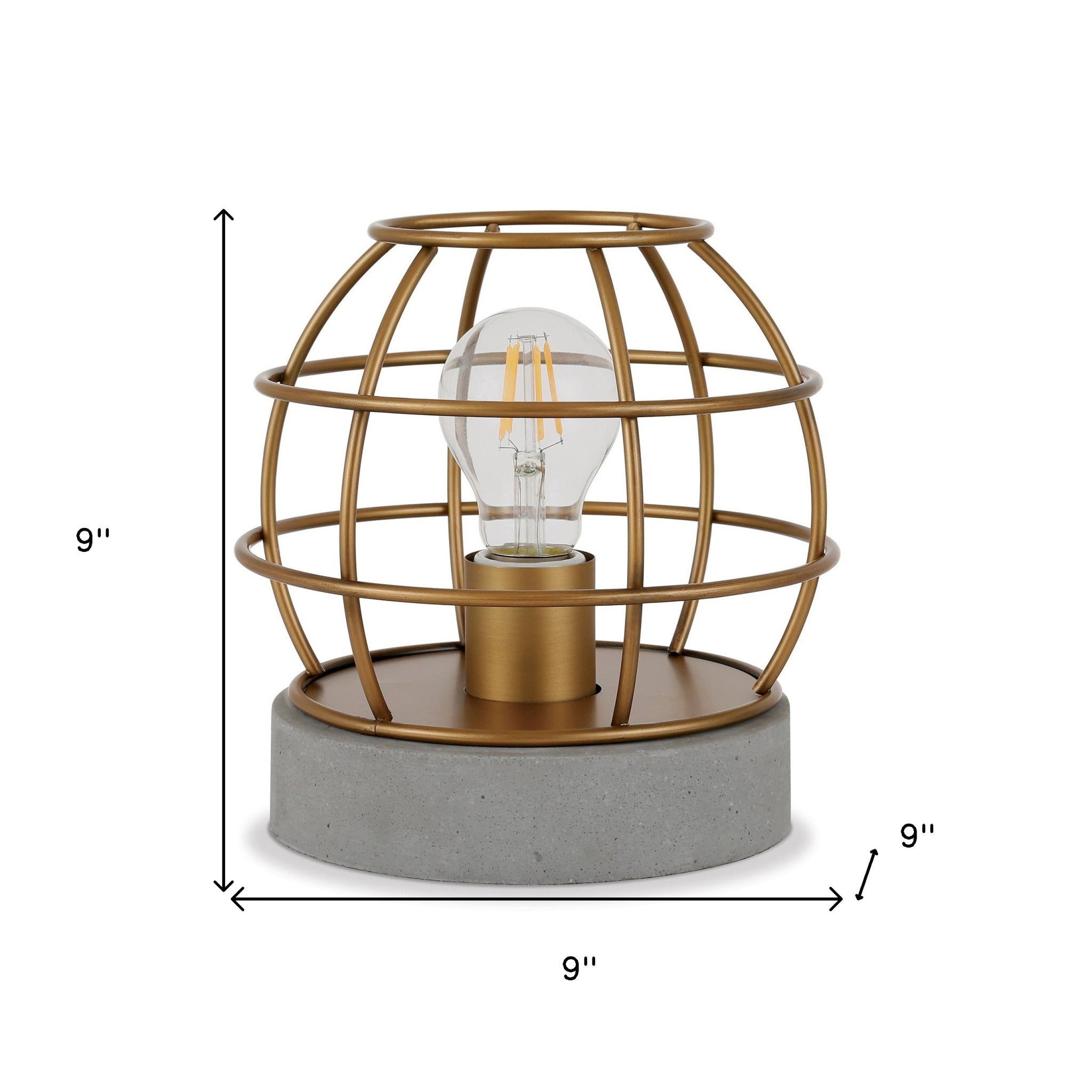 9" Gray and Gold Concrete Desk Table Lamp - Minihomy