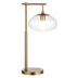 25" Brass Metal Arched Table Lamp With Clear Seeded Globe Shade - Minihomy