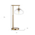 25" Brass Metal Arched Table Lamp With Clear Seeded Globe Shade - Minihomy