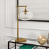 25" Brass Metal Arched Table Lamp With Clear Seeded Globe Shade - Minihomy