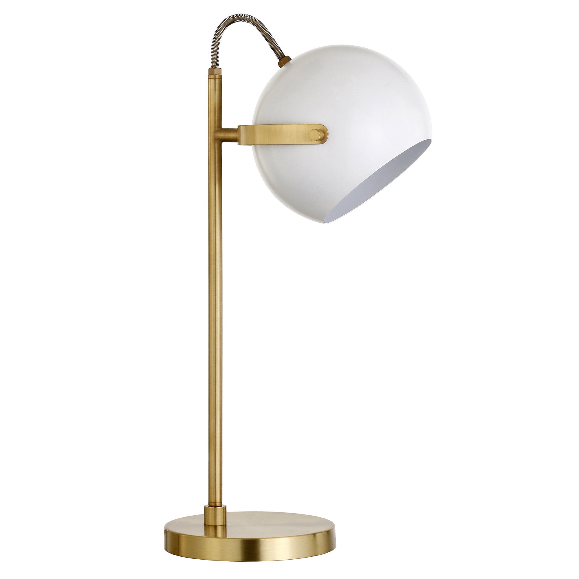 22" Brass Metal Desk Table Lamp With White Bowl Shade - Minihomy