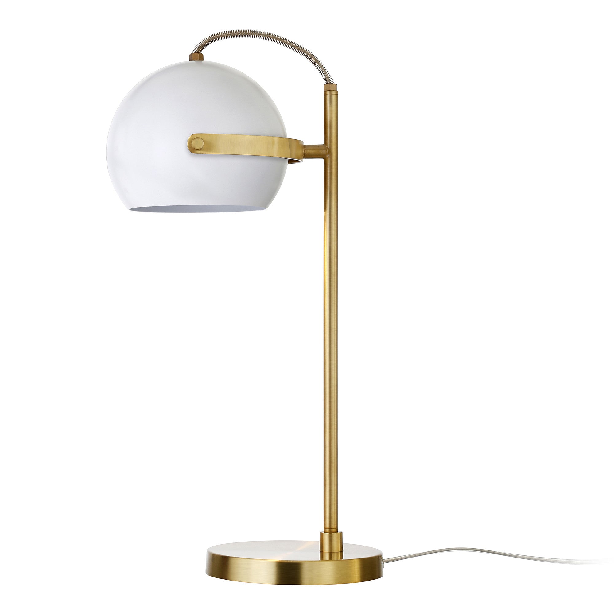 22" Brass Metal Desk Table Lamp With White Bowl Shade - Minihomy