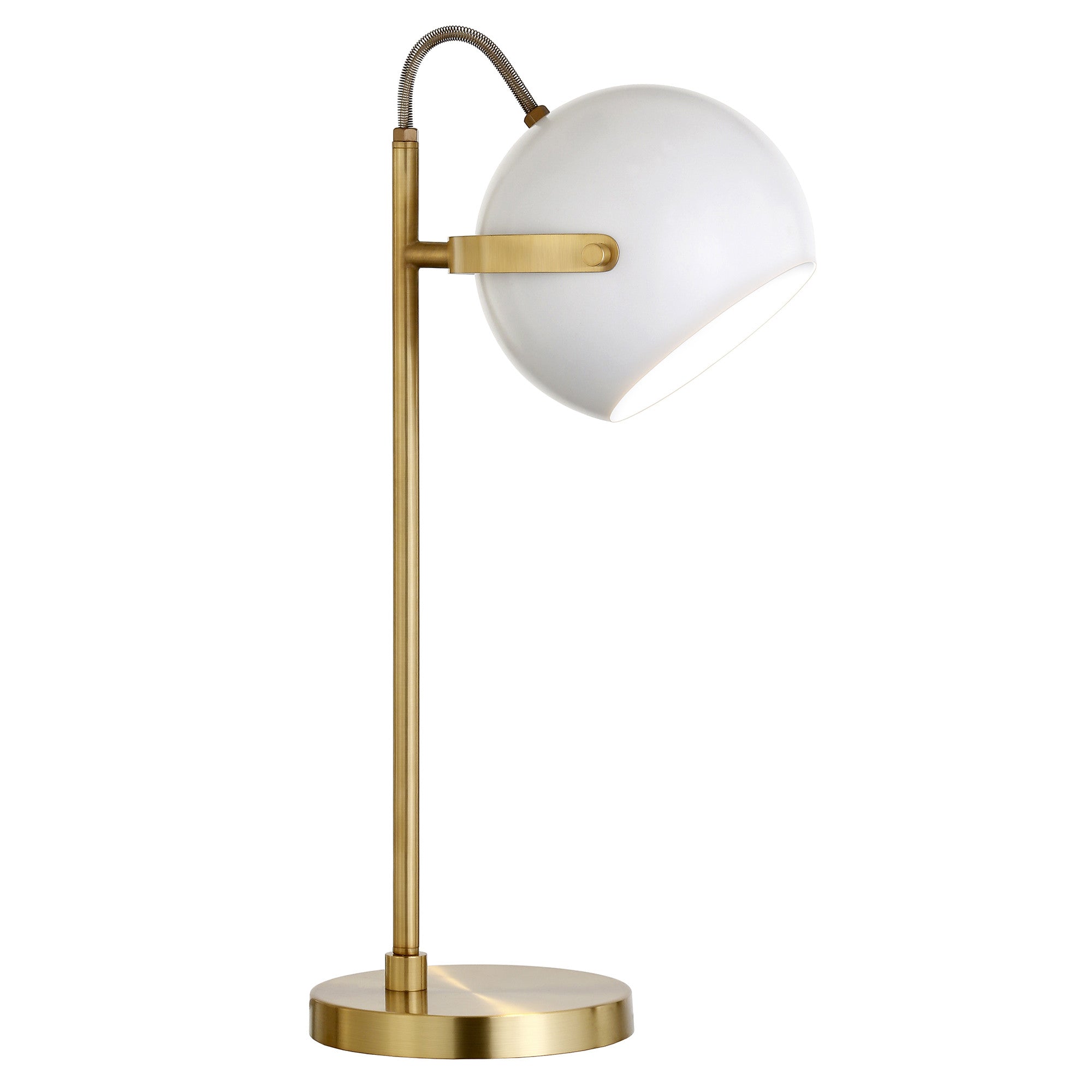 22" Brass Metal Desk Table Lamp With White Bowl Shade - Minihomy